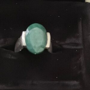 SOLD sterling silver 6 carat raw emerald ring